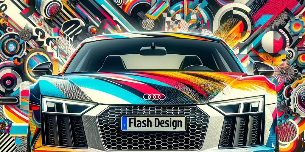 DALL·E-2024-03-15-10.11.17-Create-an-image-of-an-Audi-R8-in-a-dynamic-and-abstract-setting-with-a-postmodern-aesthetic.-The-car-should-feature-a-sticker-design-that-evokes-the-s