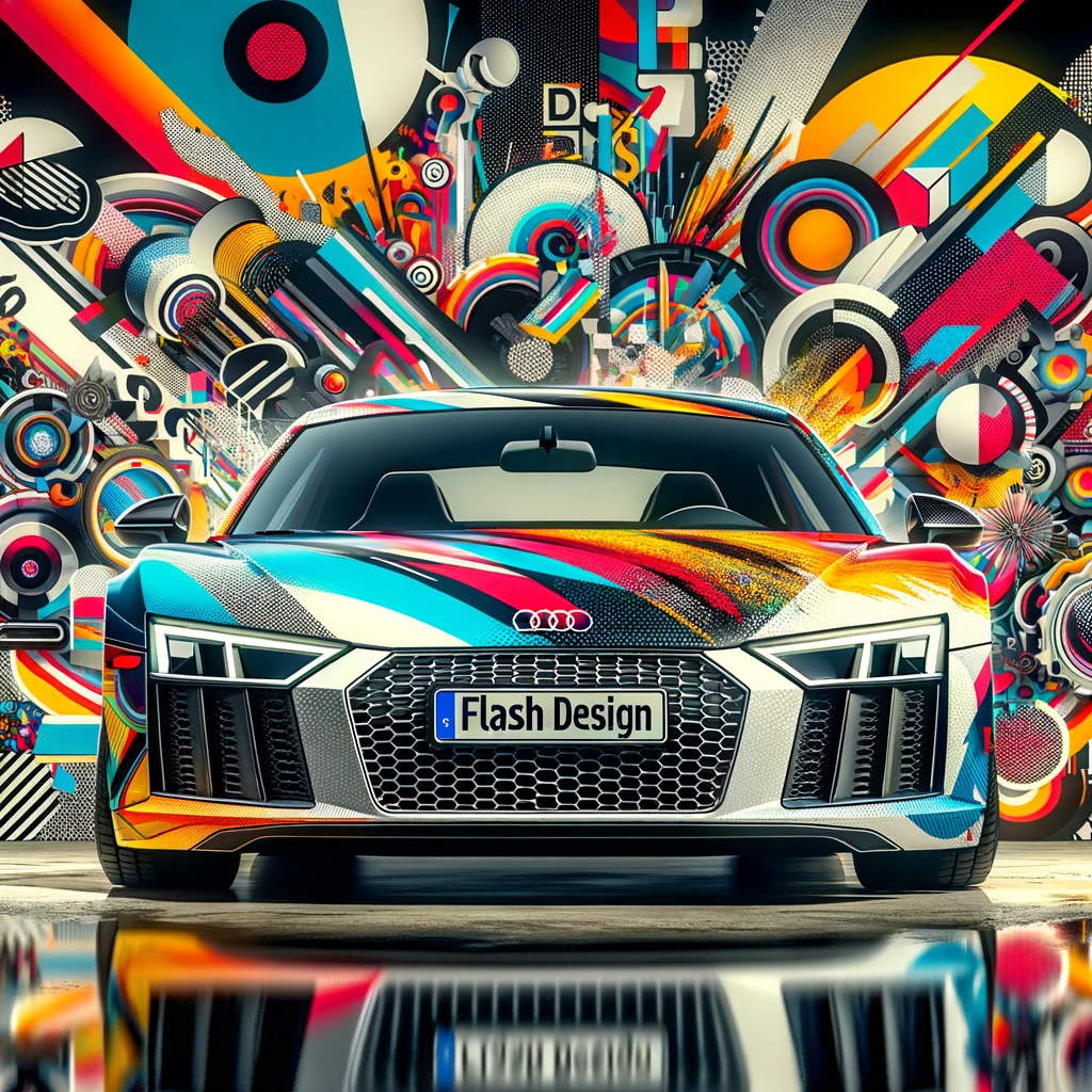DALL·E-2024-03-15-10.11.17-Create-an-image-of-an-Audi-R8-in-a-dynamic-and-abstract-setting-with-a-postmodern-aesthetic.-The-car-should-feature-a-sticker-design-that-evokes-the-s